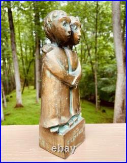 Rare FRED PRESS GEMINI ZODIAC Bronzed Metal Sculpture Mid Century Modern