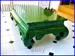 Rare Faux Malachite Lacquered Ming Asian Coffee Table Focal Point 1970's