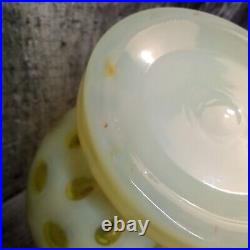 Rare Fenton Topaz Opalescent Coin Dot Large 10 Vase Uranium Vaseline Glass