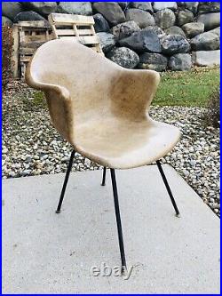 Rare Fiberglass/Burlap Shell Arm Chair Mid Century Modern Cole Steel Eames Era