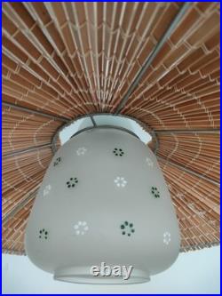Rare Finnish Ceiling Lamp Aspen Slat Shade Painted Glass Mid Century Modern