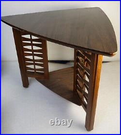 Rare Flying Saucer Top Table MID Century Modern MCM Woven Slat Accents