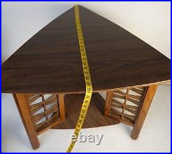 Rare Flying Saucer Top Table MID Century Modern MCM Woven Slat Accents