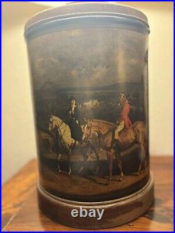 Rare Frederick Cooper Equestrian Tea Canister Lamp MCM