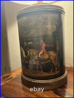 Rare Frederick Cooper Equestrian Tea Canister Lamp MCM