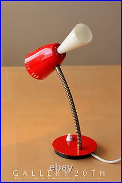 Rare! French MID Century Modern Red Desk Lamp Vtg Atomic Space Age Rocket Design