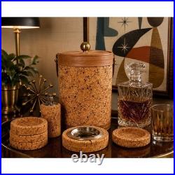 Rare Georges Briard Cork Barware Set Ice Bucket Coasters Ashtray MCM USA