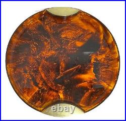 Rare Guzzini Serving Tray Tortoise Shell Lucite & Brass MCM Italy 1970s