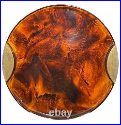 Rare Guzzini Serving Tray Tortoise Shell Lucite & Brass MCM Italy 1970s