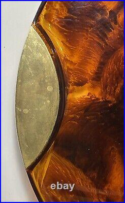 Rare Guzzini Serving Tray Tortoise Shell Lucite & Brass MCM Italy 1970s