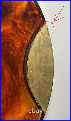 Rare Guzzini Serving Tray Tortoise Shell Lucite & Brass MCM Italy 1970s