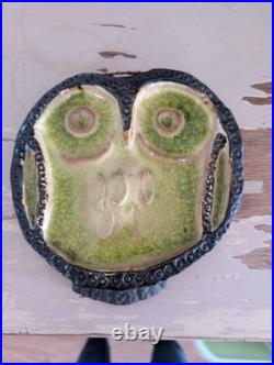 Rare Helmut Schaffenacker 1950's Vintage Bas-relief Glzd Ceramic Owl Plaque