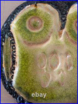Rare Helmut Schaffenacker 1950's Vintage Bas-relief Glzd Ceramic Owl Plaque