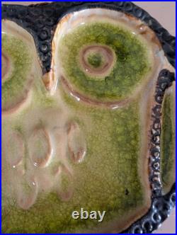 Rare Helmut Schaffenacker 1950's Vintage Bas-relief Glzd Ceramic Owl Plaque