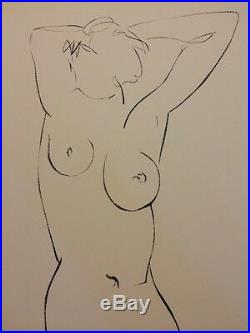 Rare Henri Matisse Drawing Lithograph Litho Old Wall Art Print Vintage Nude 1952
