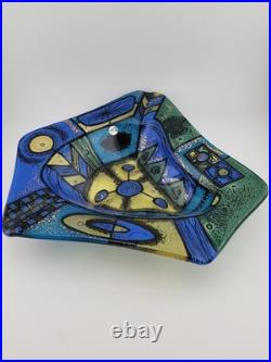 Rare Highly Collectible Vintage Higgins Fused Glass Modernist Geometric Ashtray Rare Highly Collectible Vintage Higgins Fused Glass Modernist Geometric Ashtray