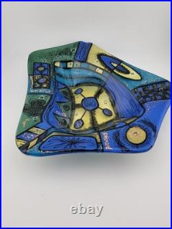 Rare Highly Collectible Vintage Higgins Fused Glass Modernist Geometric Ashtray Rare Highly Collectible Vintage Higgins Fused Glass Modernist Geometric Ashtray