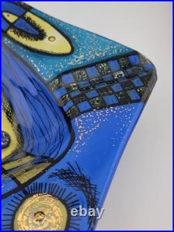 Rare Highly Collectible Vintage Higgins Fused Glass Modernist Geometric Ashtray Rare Highly Collectible Vintage Higgins Fused Glass Modernist Geometric Ashtray
