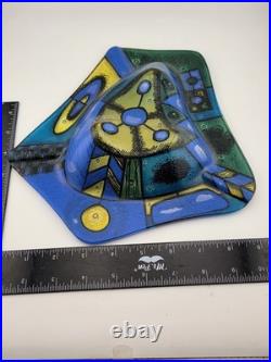 Rare Highly Collectible Vintage Higgins Fused Glass Modernist Geometric Ashtray Rare Highly Collectible Vintage Higgins Fused Glass Modernist Geometric Ashtray