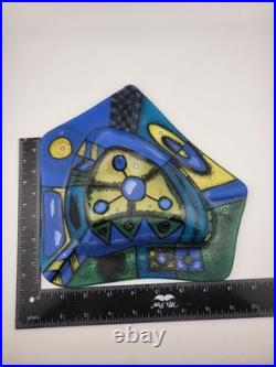 Rare Highly Collectible Vintage Higgins Fused Glass Modernist Geometric Ashtray Rare Highly Collectible Vintage Higgins Fused Glass Modernist Geometric Ashtray