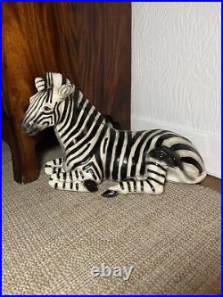 Rare! Huge Vintage Mid Century Modern Ceramic Zebra Statue / Sculpture