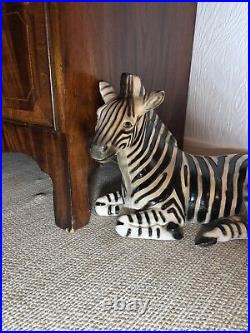 Rare! Huge Vintage Mid Century Modern Ceramic Zebra Statue / Sculpture