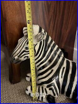 Rare! Huge Vintage Mid Century Modern Ceramic Zebra Statue / Sculpture