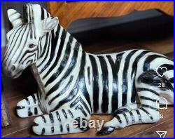 Rare! Huge Vintage Mid Century Modern Ceramic Zebra Statue / Sculpture