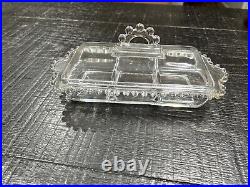 Rare Imperial Glass Candlewick 3 Part Divided Covered Relish