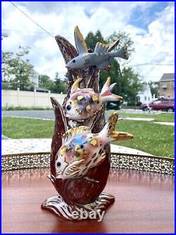 Rare Italian Mid Century Modern Ceramic Vase Fish Design 13 1/4 Tall Signed Rare Italian Mid Century Modern Ceramic Vase Fish Design 13 1/4 Tall Signed