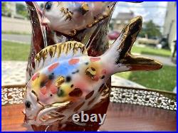 Rare Italian Mid Century Modern Ceramic Vase Fish Design 13 1/4 Tall Signed Rare Italian Mid Century Modern Ceramic Vase Fish Design 13 1/4 Tall Signed