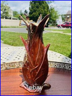 Rare Italian Mid Century Modern Ceramic Vase Fish Design 13 1/4 Tall Signed Rare Italian Mid Century Modern Ceramic Vase Fish Design 13 1/4 Tall Signed