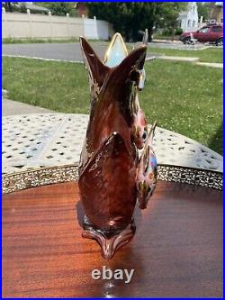 Rare Italian Mid Century Modern Ceramic Vase Fish Design 13 1/4 Tall Signed Rare Italian Mid Century Modern Ceramic Vase Fish Design 13 1/4 Tall Signed