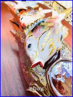 Rare Italian Mid Century Modern Ceramic Vase Fish Design 13 1/4 Tall Signed Rare Italian Mid Century Modern Ceramic Vase Fish Design 13 1/4 Tall Signed