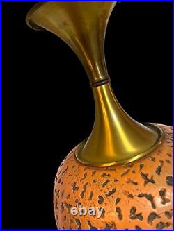 Rare Italian Orange Retro Pottery Aldo Londi Bitossi Raymor Styled Vintage Lamp