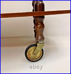 Rare Italy Vintage 50th Mid Century Marquetry & Brass Bar Cart Drinks Trolley