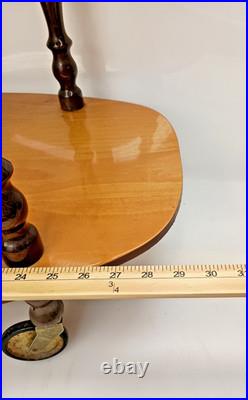 Rare Italy Vintage 50th Mid Century Marquetry & Brass Bar Cart Drinks Trolley