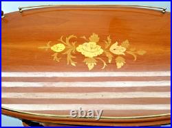 Rare Italy Vintage 50th Mid Century Marquetry & Brass Bar Cart Drinks Trolley