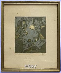 Rare Jan Gelb Signed Mid Century Modern 60s Monotype Abstract Print Glowing Rare Jan Gelb Signed Mid Century Modern 60s Monotype Abstract Print Glowing