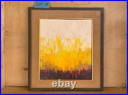 Rare Japan 1950's-60's Mid-Century Modern Abstract Oil Painting by Brayton