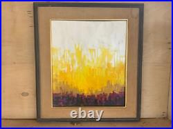 Rare Japan 1950's-60's Mid-Century Modern Abstract Oil Painting by Brayton