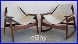 Rare Jerry Johnson Rocker and Lounge Chair Mid Century Modern Walnut