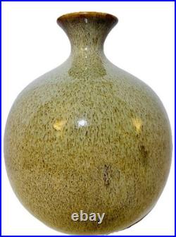 Rare LRG Mid Century Studio Art Pottery Ceramic Vase Signed RR'82 Rutile Glaze