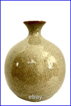 Rare LRG Mid Century Studio Art Pottery Ceramic Vase Signed RR'82 Rutile Glaze
