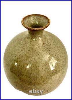 Rare LRG Mid Century Studio Art Pottery Ceramic Vase Signed RR'82 Rutile Glaze