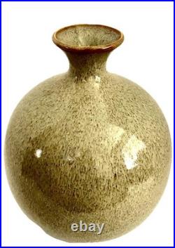 Rare LRG Mid Century Studio Art Pottery Ceramic Vase Signed RR'82 Rutile Glaze