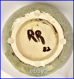 Rare LRG Mid Century Studio Art Pottery Ceramic Vase Signed RR'82 Rutile Glaze