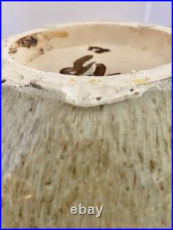 Rare LRG Mid Century Studio Art Pottery Ceramic Vase Signed RR'82 Rutile Glaze