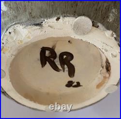 Rare LRG Mid Century Studio Art Pottery Ceramic Vase Signed RR'82 Rutile Glaze
