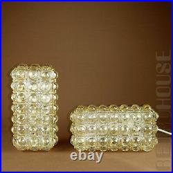 Rare Lamp Mid-Century Modern Pair Ceiling Wall Lights Sconces Bubble Amber Glass